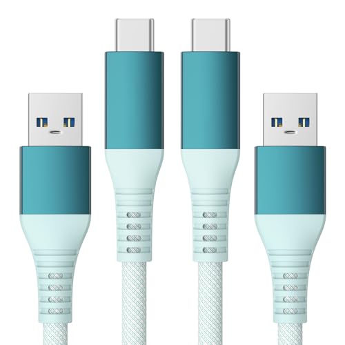 Maxonar 2 Stück USB C Schnellladekabel 10Gbit/s Daten USB A Android Auto Kabel QC3.0 3.1A Datenübertragungs Kabel USB3.2 Gen2 für Samsung S23/S22/S21 Note20 Galaxy Z Flip5 Pixel 8 Pro 1M/3.3ft-Grün von Belker