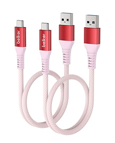 Maxonar USB C Kabel Kurz 50cm/0.5M [2Stück] 10Gbps USB3.2 Gen2 Datenkabel Typ C Android Auto QC3.0 3.1A USB A auf C für Samsung Note20 Galaxy S23/S22/S21 Galaxy Z Flip 5 Pixel 8 Pro OnePlus 11-Rot von Belker