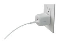 Belkin BOOST CHARGE PRO GaN - Netzteil - PPS und GaN-Technologie - 65 Watt - Schnellladung, PD 3.0 - 2 Ausgangsanschlüsse (2 x USB-C) - weiß von Belkin Components