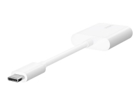 Belkin Connect Audio + Charge - USB-C auf USB-C Kopfhörer/Ladeadapter - 24-poliger USB-C Stecker auf 24-polige USB-C Buchse - 14 m - weiß - USB Power Delivery (60W) von Belkin Components