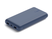 Belkin - Powerbank - 20000 mAh - 15 Watt - 3 output-stikforbindelser (USB, USB-C) - på kabel: USB-C - blå von Belkin Components