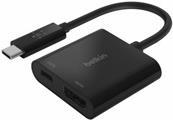 Belkin USB-C to HDMI + Charge Adapter - Videoadapter - 24 pin USB-C männlich zu HDMI, USB-C (nur Spannung) weiblich - Schwarz - 4K Unterstützung, USB Power Delivery (60W) (AVC002BTBK) von Belkin