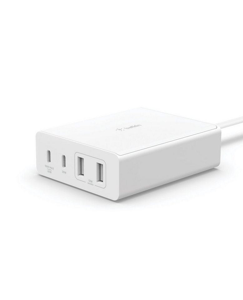 Belkin 108W 4-Port GaN, 2x USB-C, 2x USB-A, 2m Netzkabel USB-Ladegerät (für Laptops Tablets Smartphones) von Belkin