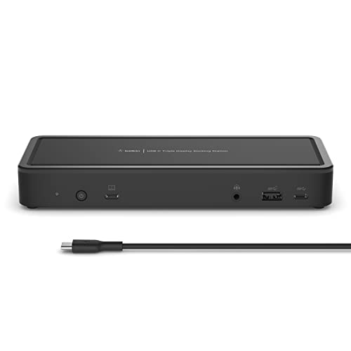 Belkin 14-Port USB-C-Docking-Station, 65 W Power Delivery, 4K-Display, Anschlüsse: 2X HDMI, 2X DisplayPort, 3X USB-C, 5X USB-A, 1x Gigabit-Ethernet, USB-C-Dock für Chromebooks, Windows PCs, XPS usw. von Belkin