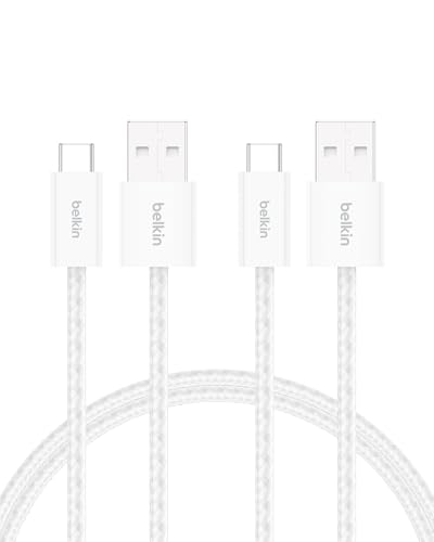 Belkin 2er-Pack geflochtenes USB-A auf USB-C Ladekabel, 1,5 m, 15W, biegsames, flexibles Schnellladekabel, USB-C kabel für iPhone 16 und 15, Galaxy S25, Pixel 9, iPad Pro usw. – Weiß Belkin 2er-Pack geflochtenes USB-A auf USB-C Ladekabel, 1,5 m, 15W, biegsames, flexibles Schnellladekabel, USB-C kabel für iPhone 16 und 15, Galaxy S25, Pixel 9, iPad Pro usw. – Weiß von Belkin