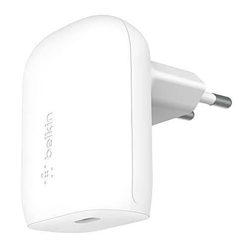 Belkin 30-W-USB-C-Ladegerät mit PPS, PowerDelivery, USB-IF-zertifiziert PD 3.0 zum Schnellladen des iPhone 14/14 Plus, Pro, Pro Max, Galaxy S23 Ultra, Plus, iPad, Tab S7, AirPods, MacBook Air und mehr von Belkin