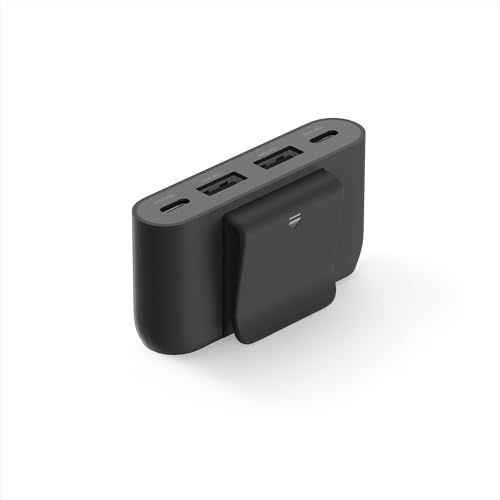 Belkin 4-Port USB-Splitter mit 2-m-Kabel, 2 USB-C- und 2 USB-A-Ports, USB-Adapter mit 30 W Leistung, Schnellladen des iPhone 14 und Samsung Galaxy S23, umweltfreundliche Ausführung, abnehmbarer Clip von Belkin