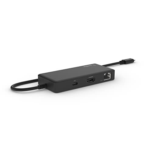 Belkin 5-in-1 Multiport-Hub-Adapter, optimiert für Chromebook mit 4K bei 60 HZ, HDMI-Port, USB-C, 86 W Power Delivery, Gigabit-Ethernet, 2 USB-A 3.1-Ports, 1. Gen., klein, tragbar, kompaktes Format von Belkin