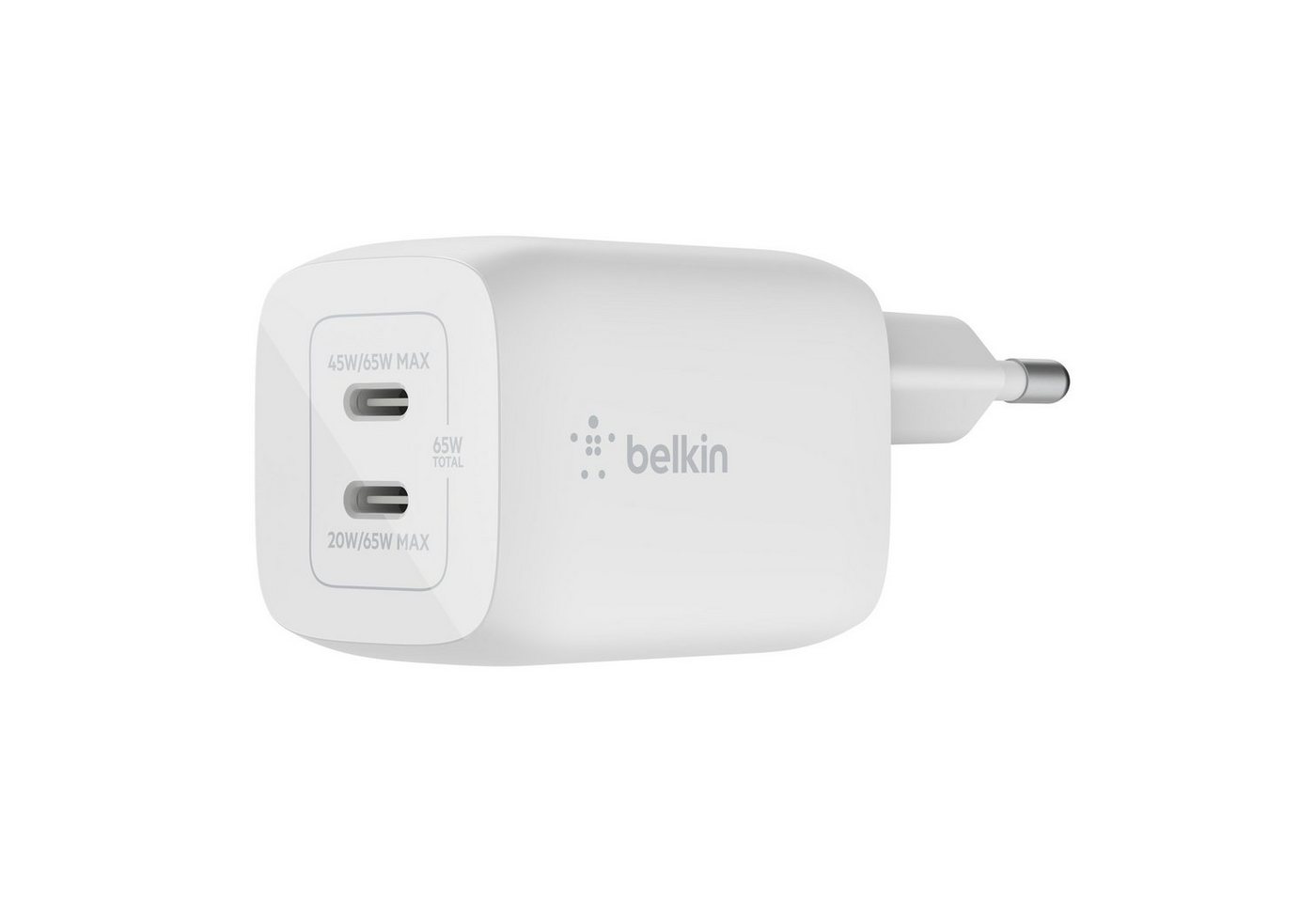 Belkin 65W Dual USB-C GaN Ladegerät mit Power Deliver und PPS USB-Ladegerät (für Apple iPhone Samsung Galaxy Google Pixel) von Belkin