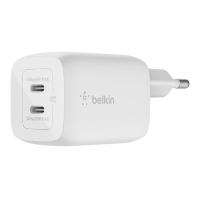 Belkin 65W Dual USB-C Ladegerät, Power Deliver, PPS, weiß, universal von Belkin