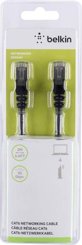 Belkin A3L981BT02MBKHS RJ45 Netzwerkkabel, Patchkabel CAT 6 S/FTP 2.00m Schwarz mit Rastnasenschutz von Belkin