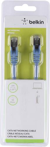 Belkin A3L981BT02MBLHS RJ45 Netzwerkkabel, Patchkabel CAT 6 S/FTP 2.00m Blau mit Rastnasenschutz 1St von Belkin