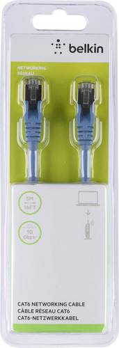 Belkin A3L981BT05MBLHS RJ45 Netzwerkkabel, Patchkabel CAT 6 S/FTP 5.00m Blau mit Rastnasenschutz 1St von Belkin