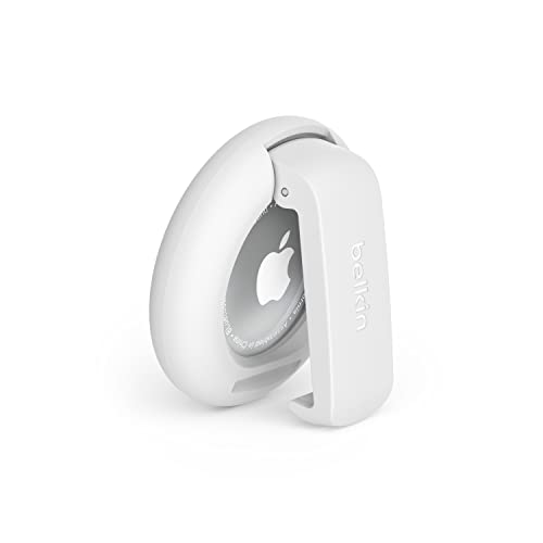 Belkin Apple AirTag Hülle mit Clip, Secure Holder Schutzhülle mit Schlüsselanhänger, Schlüsselring, Zubehör mit Kratzschutz – Weiß von Belkin