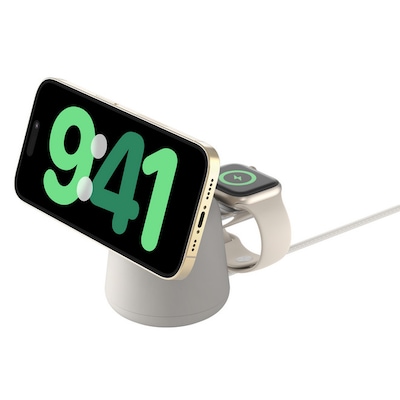 Belkin BOOST CHARGE PRO 2in1 Ladedock mit MagSafe 15 Watt sandfarbe Belkin BOOST CHARGE PRO 2in1 Ladedock mit MagSafe 15 Watt sandfarbe von Belkin