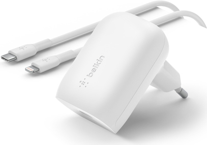 Belkin BOOST CHARGE Wall Charger - Netzteil - PPS Technology - 30 Watt - 3 A - PD 3.0 (USB-C) - weiß - für Apple iPad/iPhone (Lightning) (WCA005VF1MWH-B5) von Belkin