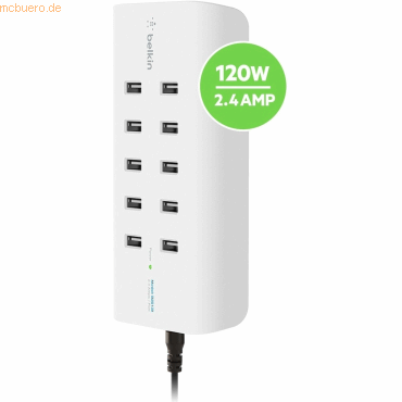 Belkin Belkin 10-Port USB-Ladestation,120W, 2,4A pro Port, Weiß Belkin Belkin 10-Port USB-Ladestation,120W, 2,4A pro Port, Weiß von Belkin