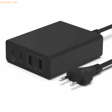 Belkin Belkin 108W 4-Port GaN, 2x USB-C, 2x USB-A, 2m Netzkabel, blk Belkin Belkin 108W 4-Port GaN, 2x USB-C, 2x USB-A, 2m Netzkabel, blk von Belkin