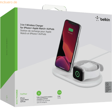 Belkin Belkin 3-in-1 Wireless Ladestation f. Apple Watch & iPhone wht von Belkin