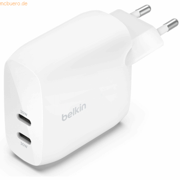 Belkin Belkin 60W Dual USB-C Ladegerät mit Power Deliver, weiss von Belkin
