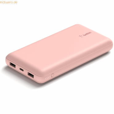Belkin Belkin BOOST CHARGE Powerbank, 20.000mAh 15W, USB-A & -C, rosa Belkin Belkin BOOST CHARGE Powerbank, 20.000mAh 15W, USB-A & -C, rosa von Belkin