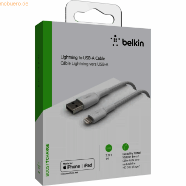 Belkin Belkin Lightning Lade/Sync Kabel ummantelt mfi 1m weiß Belkin Belkin Lightning Lade/Sync Kabel ummantelt mfi 1m weiß von Belkin