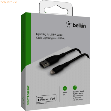 Belkin Belkin Lightning Lade/Sync Kabel ummantelt mfi 2m schwarz von Belkin