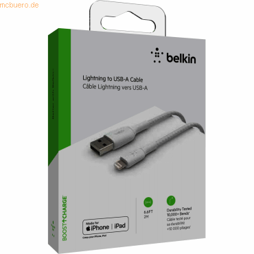 Belkin Belkin Lightning Lade/Sync Kabel ummantelt mfi 2m weiß von Belkin