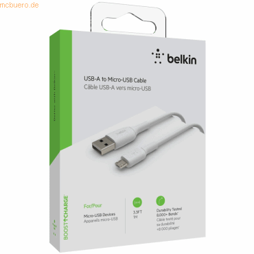 Belkin Belkin Micro-USB/USB-A Kabel PVC, 1m, weiß von Belkin