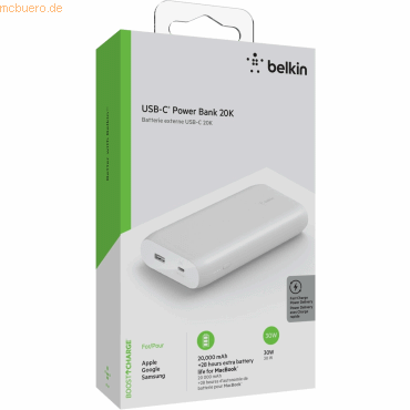 Belkin Belkin Power Bank, 20.000 mAh, 30W Power Delivery, weiß von Belkin