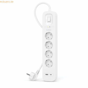 Belkin Belkin Surge Plus Steckdosenleiste 4-Fach, 18W 2m Kabel von Belkin