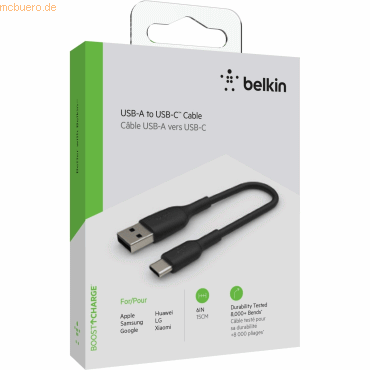 Belkin Belkin USB-C/USB-A Kabel PVC, 15cm, schwarz von Belkin