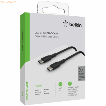 Belkin Belkin USB-C/USB-C Kabel PVC, 1m, schwarz von Belkin