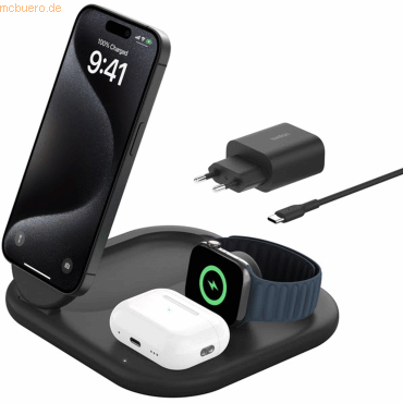 Belkin Belkin Wireless BOOST CHARGE Qi2 3-in-1 Ladest. 15W schwarz Belkin Belkin Wireless BOOST CHARGE Qi2 3-in-1 Ladest. 15W schwarz von Belkin