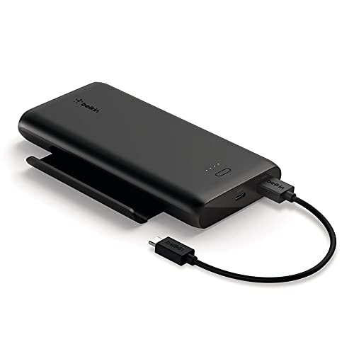 Belkin Boost Charge Gaming Powerbank 10K mit Ständer (einklappbarer Smartphone-Ständer, mit 2 USB-C-/USB-Output-Ports zum Schnellladen für iPhone 13, 13 Pro, 13 Pro Max, 13 mini etc.) – Schwarz von Belkin