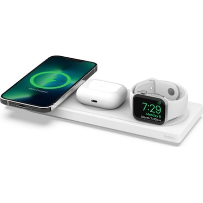 Belkin Boost Charge Pro Drahtloses 3 in 1 Ladepad mit MagSafe weiß WIZ016vfWH von Belkin