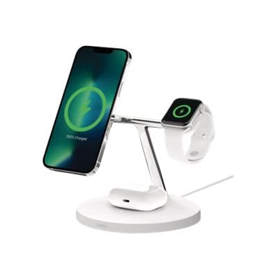 Belkin Boost Charge Pro Drahtloses 3 in 1 Ladeständer mit MagSafe weiß von Belkin