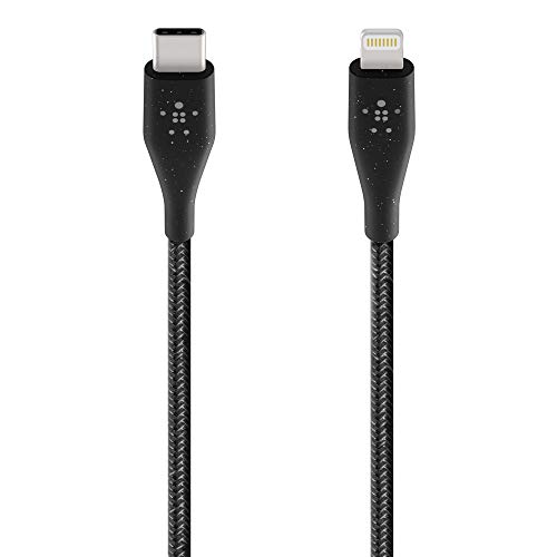 Belkin Boost Charge USB-C-Kabel mit Lightning Connector und Band (mit DuraTek hergestellt) – USB-C-/Lightning-Kabel für iPhone 13, 13 Pro, 13 Pro Max, 13 mini und ältere Modelle, 1,2 m - Schwarz von Belkin
