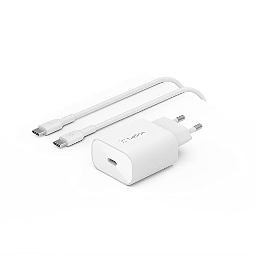 Belkin BoostCharge 25-W-Ladegerät mit PPS, USB-C Power Delivery, USB C Ladegerät, Schnellladegerät für das iPhone 15, Samsung Galaxy, Pixel, iPad und andere Geräte – USB-C/USB-C-Kabel enthalten von Belkin