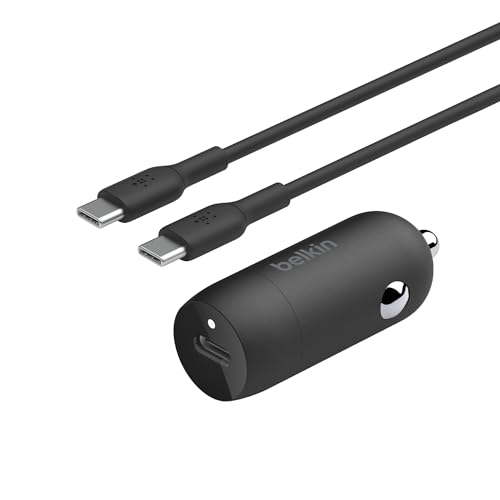 Belkin BoostCharge 30-W-Kfz-Schnellladegerät, Auto Ladegerät, kompaktes Modell mit USB-C-Power Delivery-Anschluss, inklusive USB-C/USB-C-Kabel, kompatibel mit iPhone 15, Galaxy S24, iPad, Pixel, mehr von Belkin