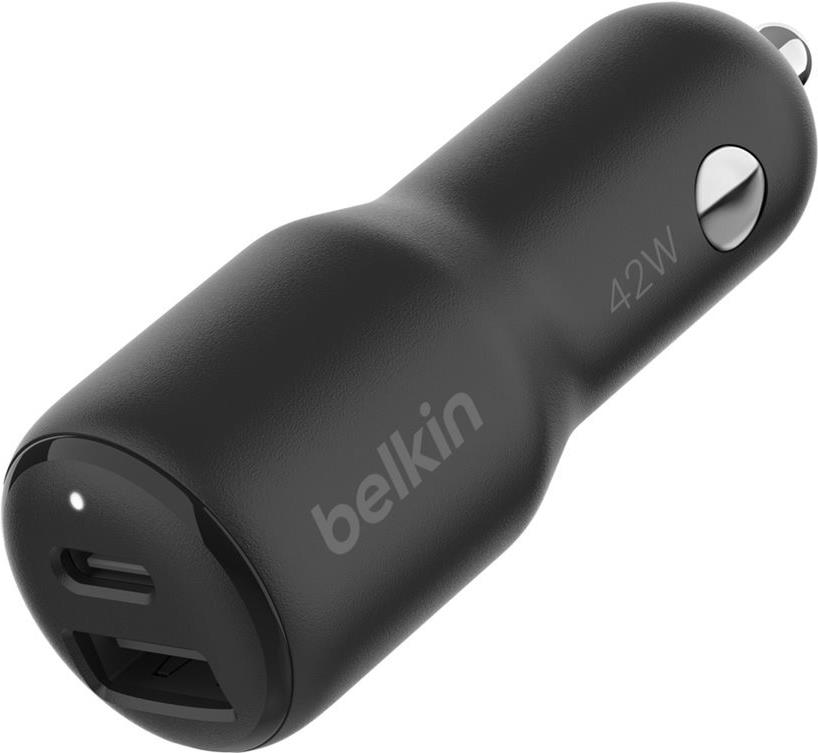 Belkin BoostCharge - Auto-Netzteil - 42 Watt - Fast Charge, PD 3.0 - 2 Ausgabeanschlussstellen (USB, 24 pin USB-C) (CCB005BTBK) von Belkin