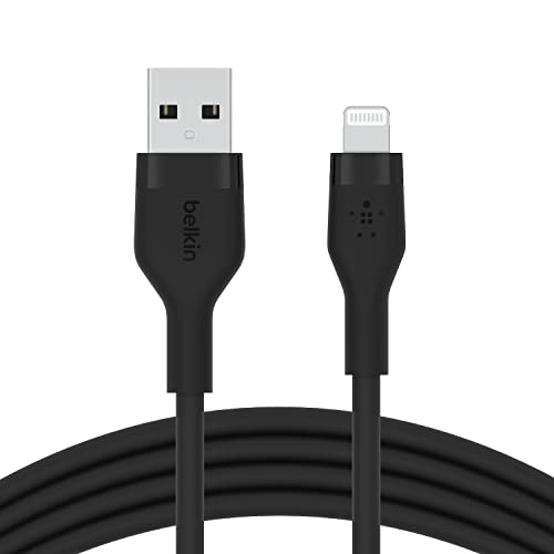Belkin BoostCharge Flex Silikon-USB-A/Lightning-Kabel, 1 m, MFi-zertifiziertes Ladekabel für iPhone 14/14 Plus, 13, 12, 11, Pro, Max, mini, SE, iPad und andere Geräte – Schwarz von Belkin