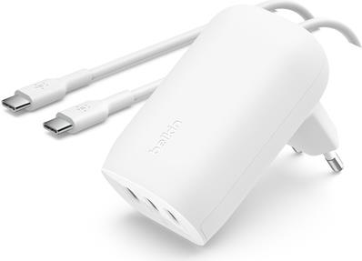 Belkin BoostCharge - Netzteil - PPS Technology - 67 Watt - 3.25 A - PD 3.0, Power Delivery 3.1 - 3 Ausgabeanschlussstellen (24 pin USB-C) (WCC002vf2MWH-B6) von Belkin