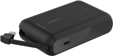 Belkin BoostCharge - Powerbank - mit integriertem Kabel - 10000 mAh - 20 Watt - 3 A - Fast Charge - 2 Ausgabeanschlussstellen (24 pin USB-C) (BPB021HQBK) von Belkin