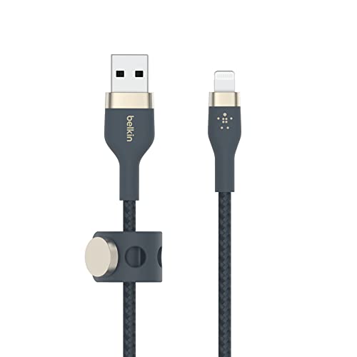 Belkin BoostCharge Pro Flex geflochtenes USB-A/Lightning-Kabel, 2 m, MFi-zertifiziertes Ladekabel für iPhone 14/14 Plus, 13, 12, Pro, Max, mini, SE, iPad und andere Geräte – Blau von Belkin