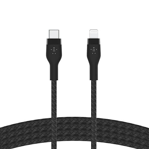 Belkin BoostCharge Pro Flex geflochtenes USB-C/Lightning-Kabel, 2 m, MFi-zertifiziert, 20 W, zum Schnellladen mit PD Power Delivery für Geräte wie iPhone 14/14 Plus, 13, 12, Pro, Max, mini – Schwarz Belkin BoostCharge Pro Flex geflochtenes USB-C/Lightning-Kabel, 2 m, MFi-zertifiziert, 20 W, zum Schnellladen mit PD Power Delivery für Geräte wie iPhone 14/14 Plus, 13, 12, Pro, Max, mini – Schwarz von Belkin
