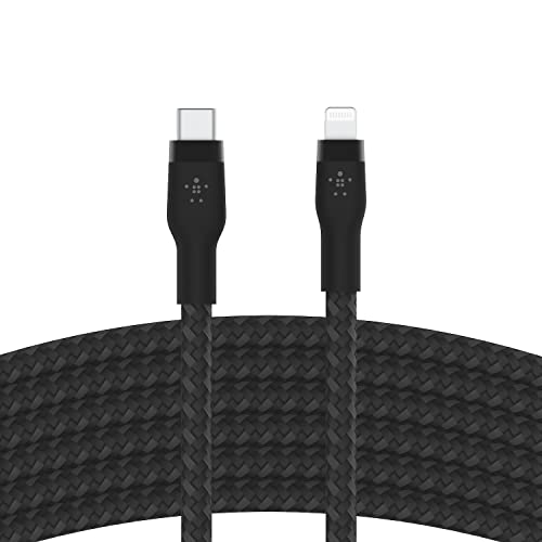 Belkin BoostCharge Pro Flex geflochtenes USB-C/Lightning-Kabel, 3 m, MFi-zertifiziert, 20 W, zum Schnellladen mit PD Power Delivery für Geräte wie iPhone 14/14 Plus, 13, 12, Pro, Max, mini – Schwarz Belkin BoostCharge Pro Flex geflochtenes USB-C/Lightning-Kabel, 3 m, MFi-zertifiziert, 20 W, zum Schnellladen mit PD Power Delivery für Geräte wie iPhone 14/14 Plus, 13, 12, Pro, Max, mini – Schwarz von Belkin