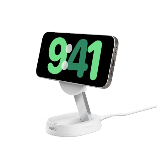 Belkin BoostCharge Pro induktive Ladestation 15W, Qi2-Ladegerät, kabelloses Ladegerät, kompatibel mit MagSafe, kabelloses Qi2-Ladestation für Apple iPhone 16/15/14/13/12, AirPods Pro – Weiß von Belkin