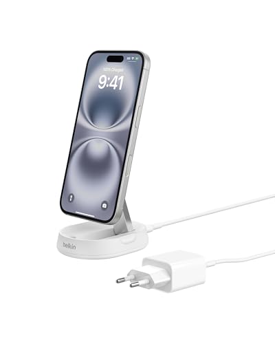 Belkin BoostCharge Pro induktive Ladestation 15W, Qi2-Ladegerät, kabelloses Ladegerät, kompatibel mit MagSafe, kabelloses Qi2-Ladestation für Apple iPhone 16/15/14/13/12, inkl. 20-W-Netzteil – Weiß Belkin BoostCharge Pro induktive Ladestation 15W, Qi2-Ladegerät, kabelloses Ladegerät, kompatibel mit MagSafe, kabelloses Qi2-Ladestation für Apple iPhone 16/15/14/13/12, inkl. 20-W-Netzteil – Weiß von Belkin