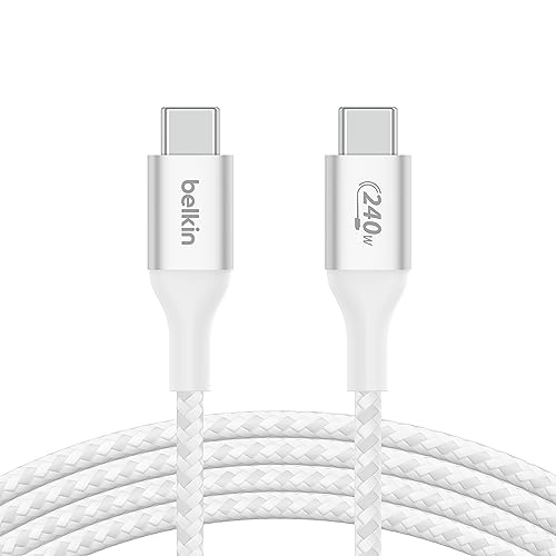 Belkin BoostCharge USB-C-auf-USB-C-Ladekabel, Schnellladekabel mit 240 W Power Delivery, USB-IF-zertifiziert, kompatibel mit iPhone 15, MacBook Pro, Chromebook, Samsung Galaxy, iPad, 1 m – Weiß von Belkin